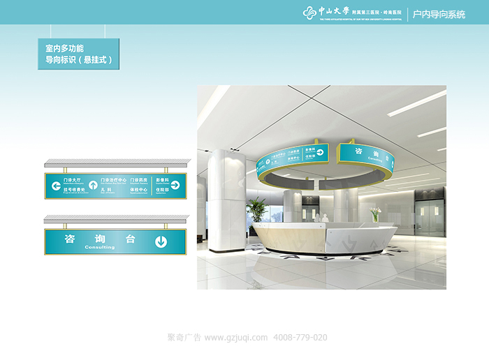 标识导视设计-室内多功能导向标识(悬挂式)|聚奇广告