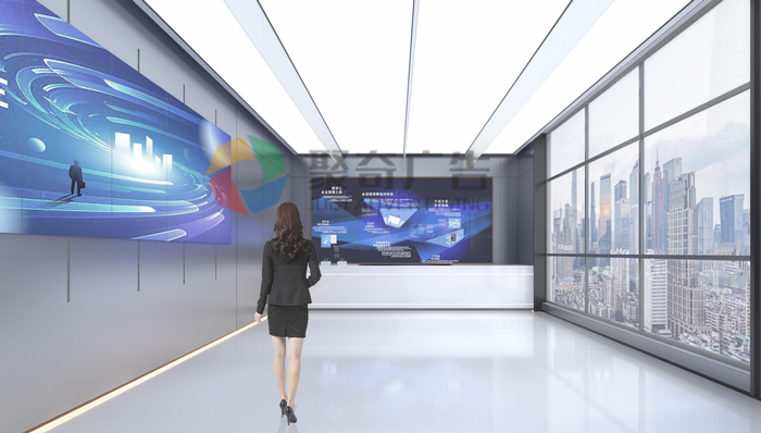 集团企业展厅移动拼接屏互动展示设计—聚奇广告
